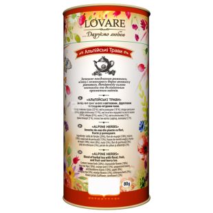 Lovare, Alpin Herbs, 80 г, Чай Ловаре, Альпийские травы, Травяной, тубус