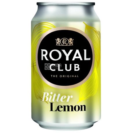Royal Club, Bitter Lemon, 0,33 л, Роял Клаб, Гірький Лимон, Напій газований, з натуральним соком, ж/б