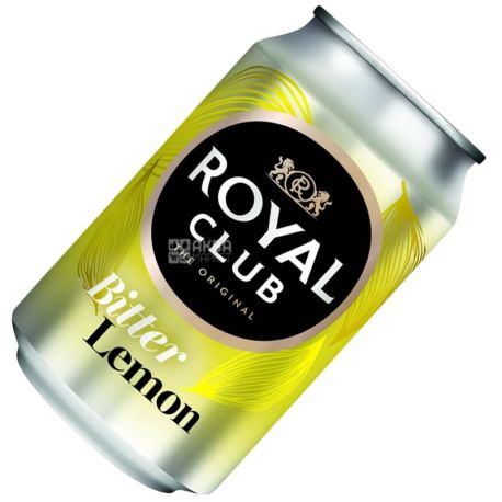 Royal Club, Bitter Lemon, 0,33 л, Роял Клаб, Гірький Лимон, Напій газований, з натуральним соком, ж/б
