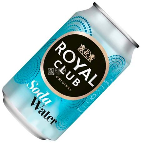 Royal Club, Soda Water, 0,33 л, Роял Клаб, Вода содова, Напій газований, без цукру, ж/б