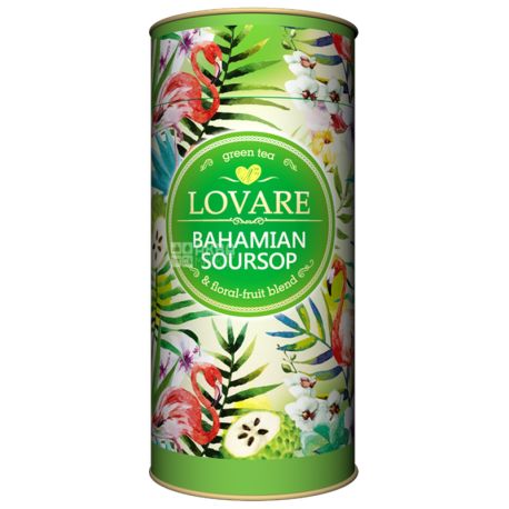 Lovare, Bahamian Soursop, 80 г, Чай Ловаре, Багамский саусеп, Зеленый, тубус