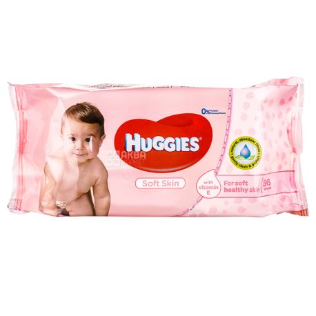 Huggies Soft skin, 56 шт., Салфетки влажные детские