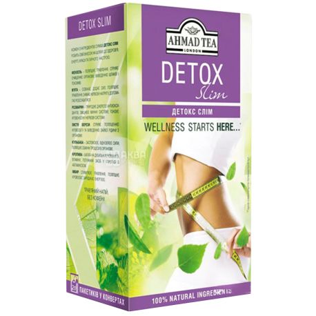 Ahmad Tea Detox Slim, 20 пак, Чай травяной Ахмад Ти Детокс Слим для похудения