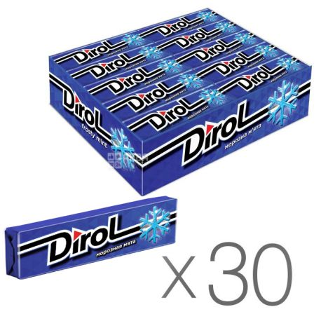 Dirol, Упаковка 30 шт. по 14 г, Морозна м'ята