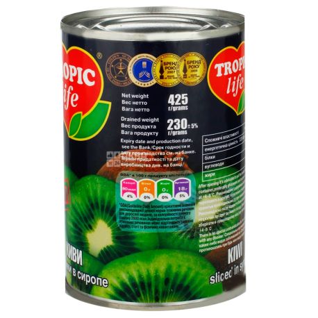 Tropic Life, 425 g, Kiwi, Slices in syrup