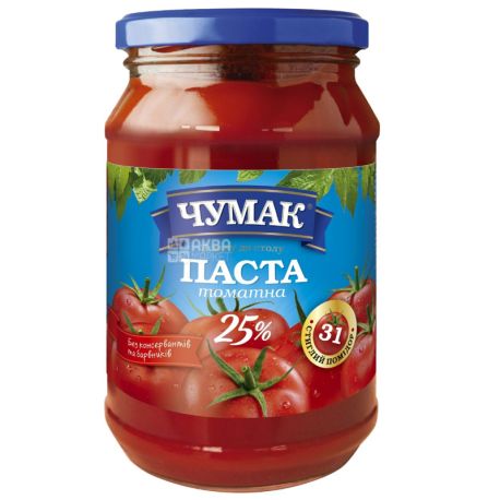Чумак, 350 г, Паста томатная, 25 %, стекло