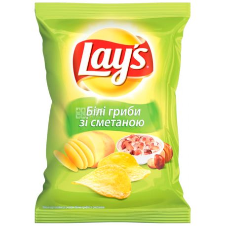 Lay's, 133 г, Чипсы картофельные, Белые грибы со сметаной