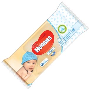 Huggies Pure, 56 шт., Хаггіс, Серветки вологі для дітей, без клапана