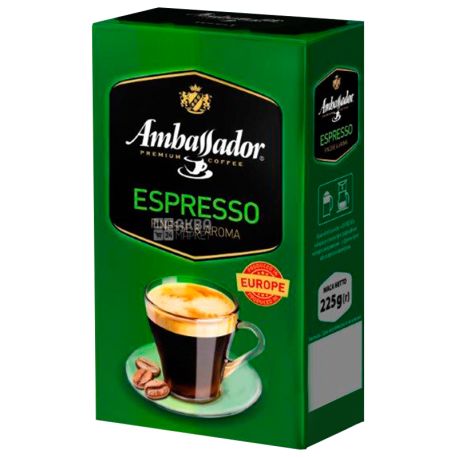 Ambassador Espresso, 225 г, Кофе молотый Амбассадор Эспрессо