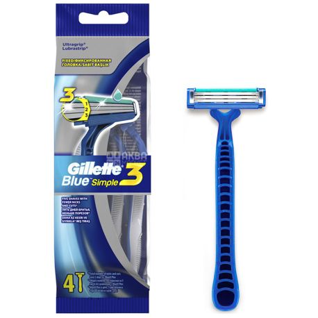 Gillette Blue Simple 3, 4 шт., Станок для бритья, одноразовый