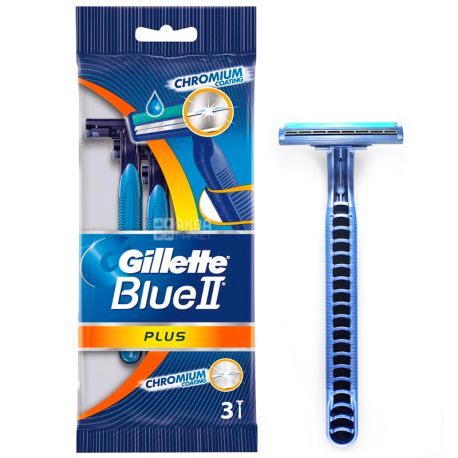 Gillette, 3 шт., Станок одноразовий, BLUE 2 Plus