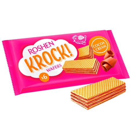 Roshen, 40 g, Wafers with cocoa filling, Croc