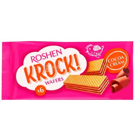 Roshen, 40 g, Wafers with cocoa filling, Croc