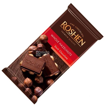 Roshen, 90 g, Extra Chocolate, With Whole Hazelnuts