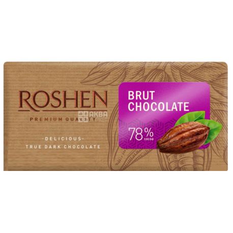 Roshen, 90 g, 78%, Black chocolate, Brut