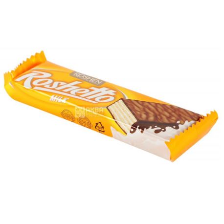 Roshen, 32 г, Вафельный батончик, Молочный шоколад, Roshettо - купить ...