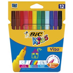 Bic Visa, Набір фломастерів, 12 кольорів, Бік