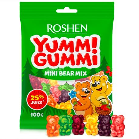 Roshen, 100 г, Желейные конфеты, С фруктовым соком, Ямми Гамми