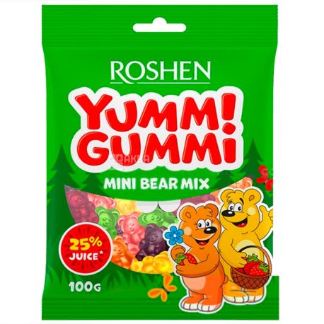 Roshen, 100 г, Желейные конфеты, С фруктовым соком, Ямми Гамми