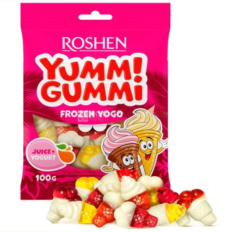 Roshen, 100 г, Желейные конфеты, С фруктовым соком и йогуртом