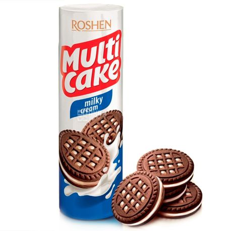 Roshen, 180 g, Chocolate Chocolate Sandwich Cookies with Milky Cream Filling, Multi-Keycake