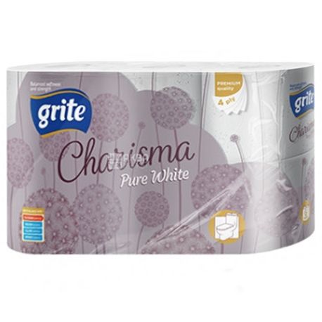 Grite Charisma, 6 rolls, 4 ply toilet paper