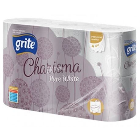 Grite Charisma, 6 рул., Туалетний папір Грите Харизма, 4-х шаровий