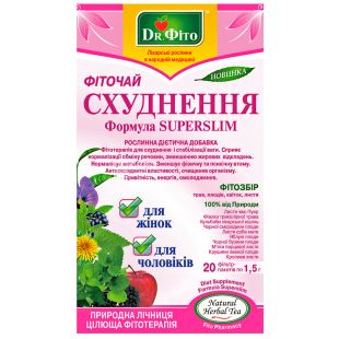 Dr. Фито, Похудение, Формула суперслим, 20 пак., Фиточай для женщин и мужчин