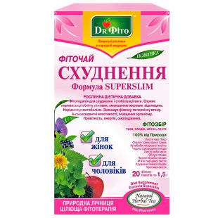 Dr. Фито, Похудение, Формула суперслим, 20 пак., Фиточай для женщин и мужчин