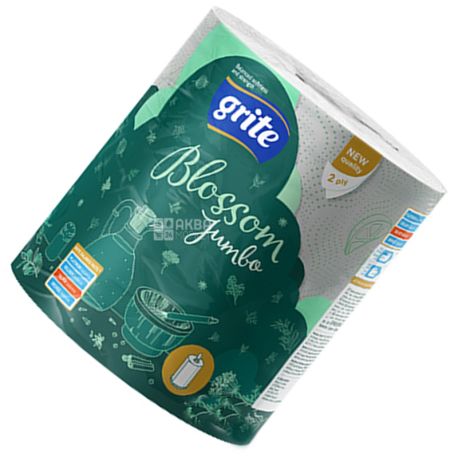 Grite Blossom Jumbo, 1 рул., Паперові рушники Гріте Джамбо, 2-шарові, 325 відривів, 23х18 см