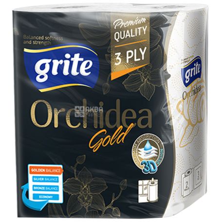 Grite Orchidea gold, 2 rolls, Paper towels, Three-ply