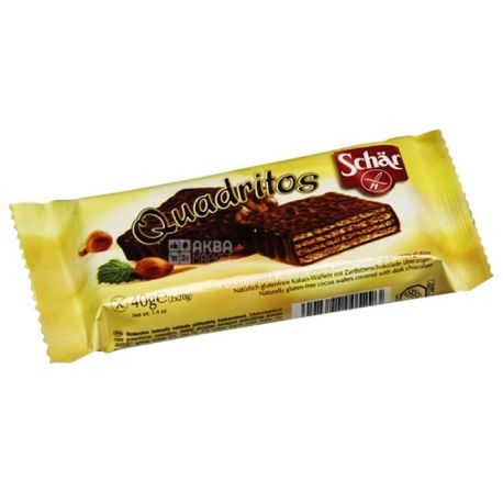 Dr.Schar, 40 g, Diet waffles, With cocoa in dark chocolate, Quadritos