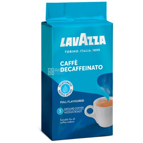 Lavazza, Decaffeinato, 250 г, Кофе Лавацца, Декаффеинато, средней обжарки, молотый без кофеина