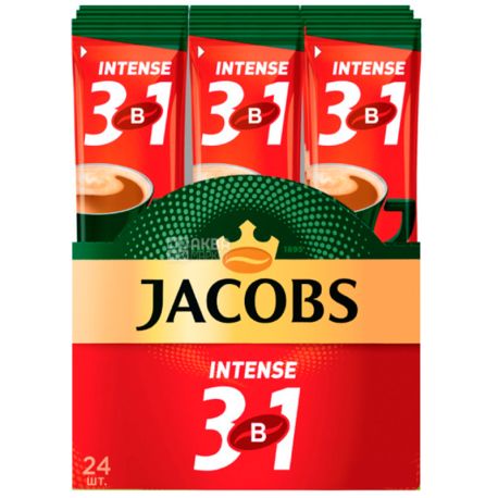 Jacobs Intense 3 в 1, 24 шт. х 13 г, Кофейный напиток Якобс Интенс, в стиках