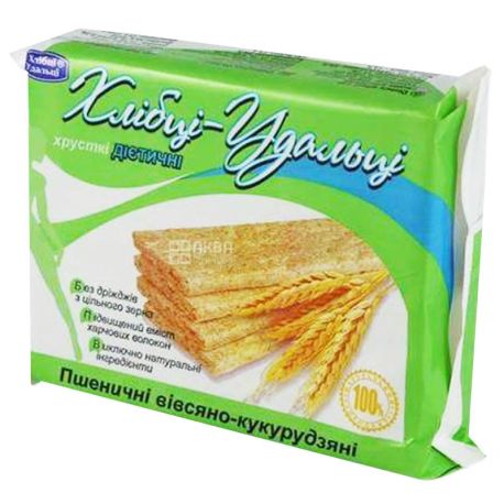 Хлебцы-Удальцы, 100 г, Хлебцы, Пшенично-овсяно-кукурузные