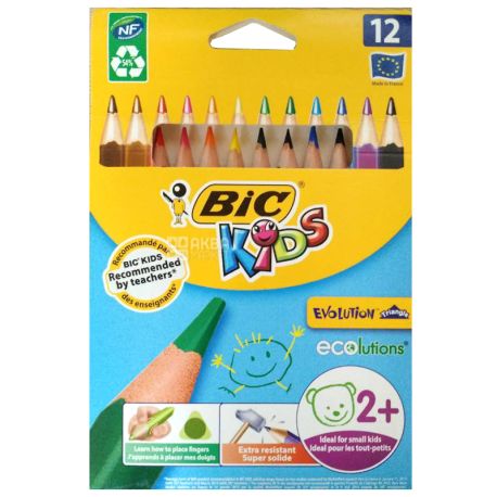 Bic Evolution НВ, Набір кольорових олівців шестикутних, 12 шт.