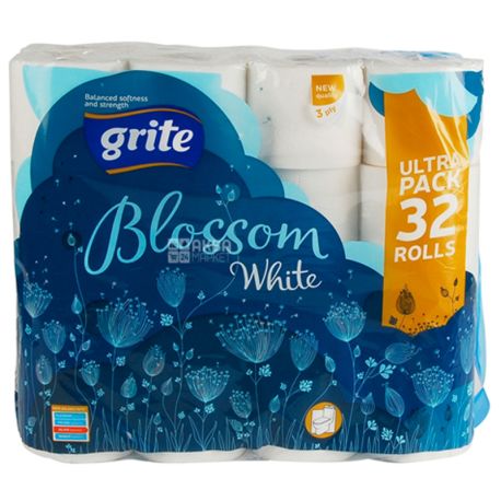 Grite Blossom, 32 рул., Туалетная бумага Грите Блоссом, 3-х слойная