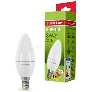 Eurolamp LED, Лампа светодиодная Свеча, цоколь Е14, 8W, 4000K, 220 V, нейтральное белое свечение, 690lm