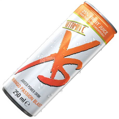 XS Power Drink, Mango, 0,25 л, Напій енергетичний ІксЕс, Манго і маракуйя