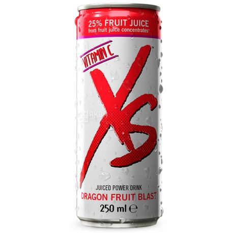 XS, 250 ml, Energy drink, With flavor of pitahai, w / w