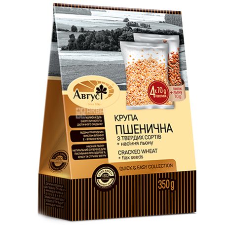 Август, 350 г, Крупа Пшенична, 4 пак. по 70г + 1 пак. 70г з насінням льону