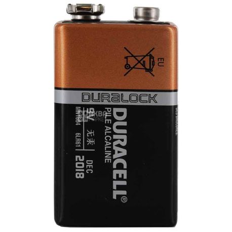 Duracell, 9V B, Alkaline, 1 шт., Батарейки, 6LR61