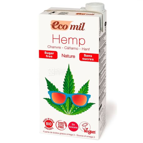 Ecomil, Hemp,1 л, Экомил, Растительный напиток, Конопля, без сахара