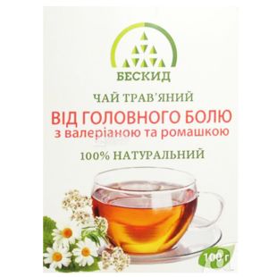 Бескид, От головной боли, 100 г, Чай травяной, с валерианой и ромашкой