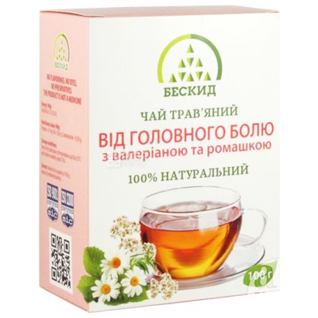 Beskid, 100 g, Herbal tea, For headache, With valerian and chamomile