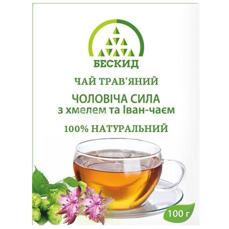 Бескид, Мужская сила, 100 г, Чай травяной, с хмелем и иван-чаем