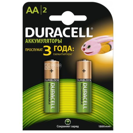Duracell, 2 шт., AА, Акумулятори, 1300 mAh