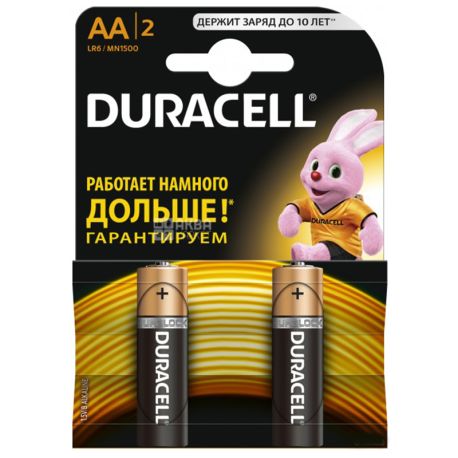 Duracell, 2 pcs., AA, Batteries, Basic