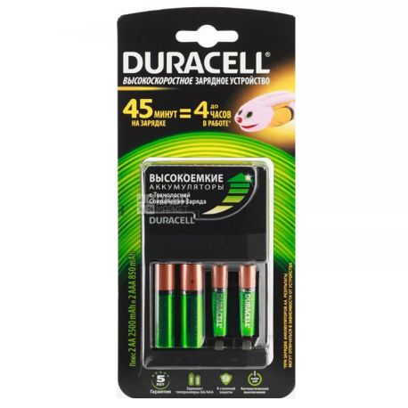 Duracell, 2АА, 2ААА, Зарядний пристрій + 4 акумулятори, CEF14