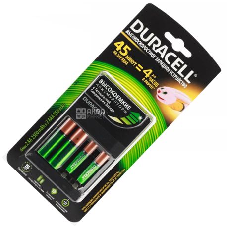 Duracell, 2АА + 2ААА, Зарядное устройство + 4 аккумуляторы в комплекте, CEF14